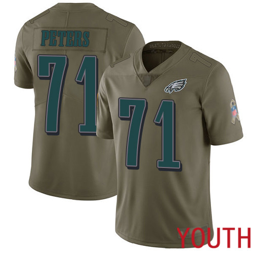 Youth Philadelphia Eagles #71 Jason Peters Limited Olive 2017 Salute to Service Football NFL Jersey->youth nfl jersey->Youth Jersey